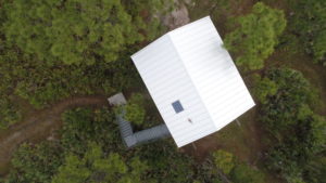 Drone Shot of Metal Roof on Treehouse